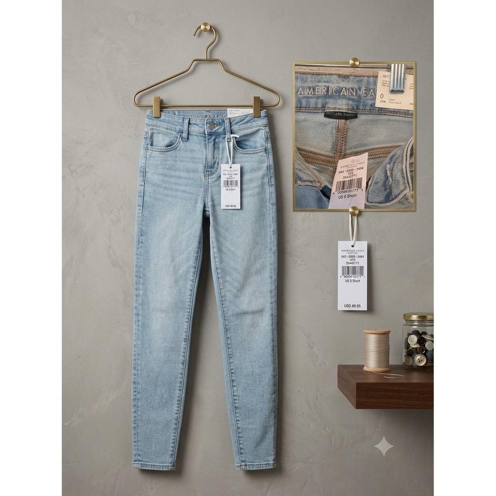 American Eagle Hi-Rise Jegging Next Level Stretch Light Wash Skinny Jeans 0 S